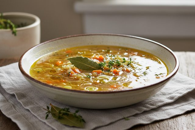 Caldo de legumes com aparas