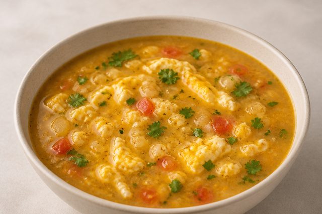 Caldo de ovo com farinha de mandioca