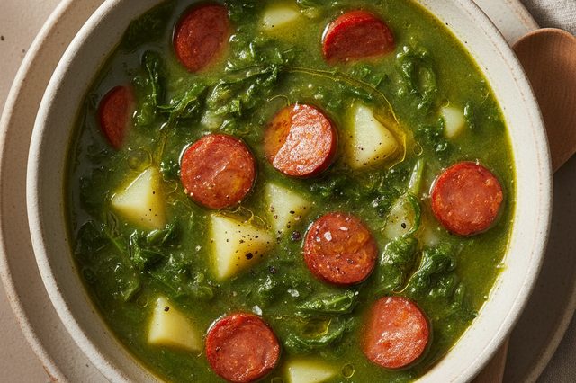Caldo verde com paio e batata