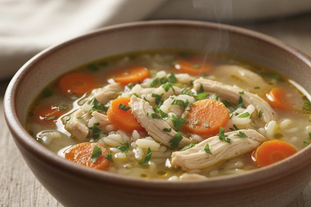 Canja de frango com arroz e cenoura
