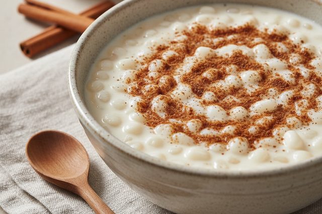 Canjica branca com leite condensado e leite de coco