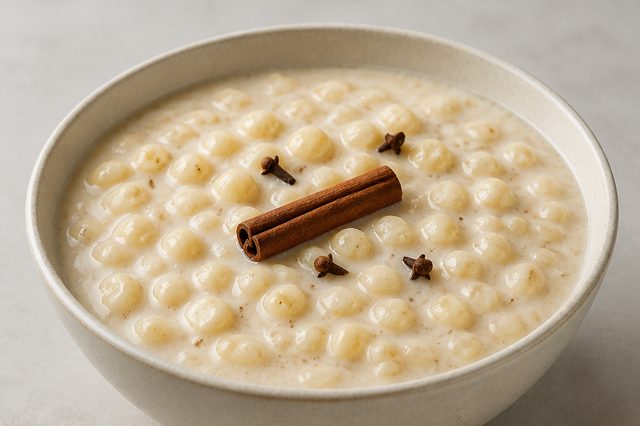 Canjica cremosa com leite em pó e especiarias