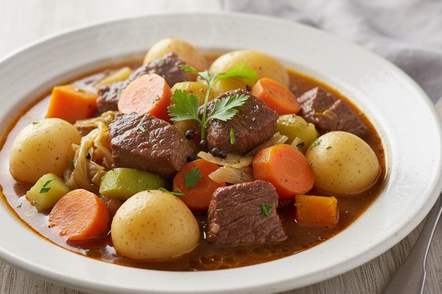 Carne de panela com legumes variados