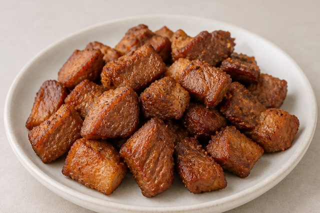 Carne de porco frita e temperada