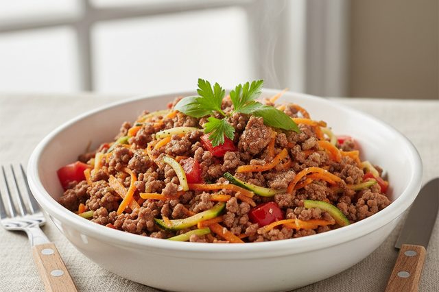 Carne moída com cenoura e abobrinha