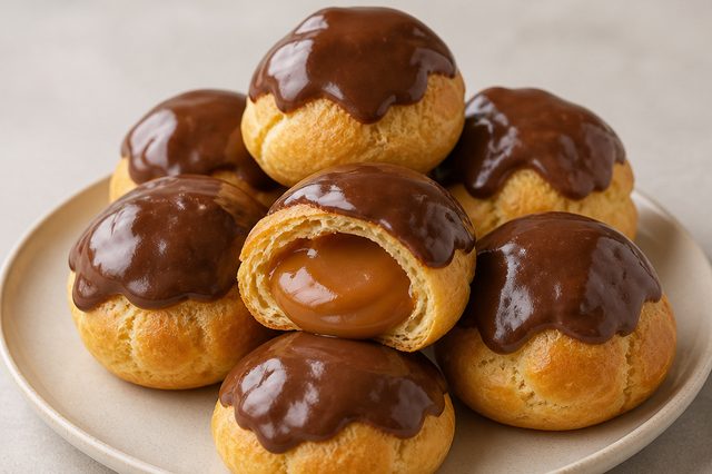 Carolinas recheadas de doce de leite com chocolate