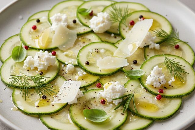 Carpaccio de abobrinha com queijo de cabra