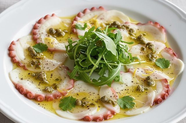 Carpaccio de polvo com alcaparras