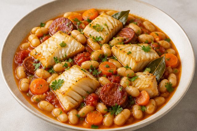 Cassoulet de bacalhau e feijão-branco
