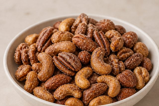 Castanhas caramelizadas com canela e gengibre