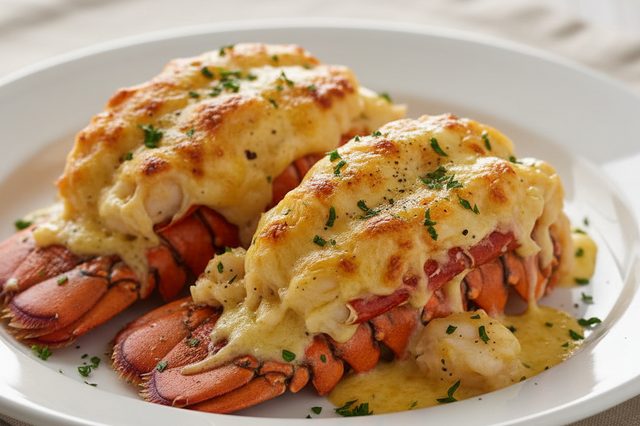 Cauda de lagosta gratinada à Thermidor