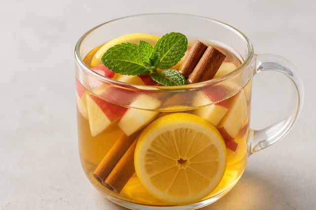 Chá de maçã com limão e canela