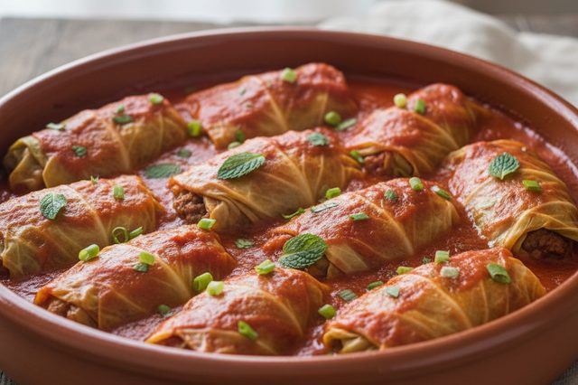 Charutinhos de repolho com carne moída