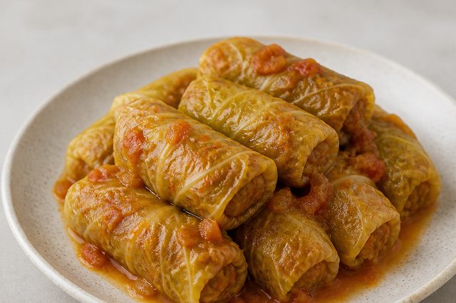Charutinhos veganos de repolho com proteína de soja
