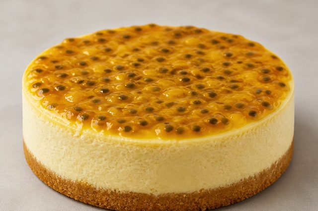Cheesecake de brie com geleia de maracujá