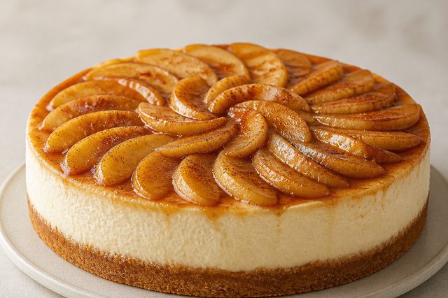 Cheesecake de maçãs caramelizadas