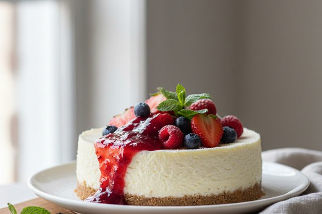 Cheesecake gelado de cream cheese e leite condensado