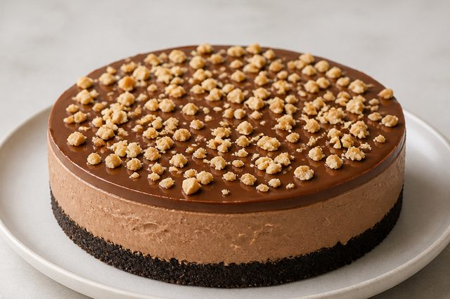 Cheesecake sem forno de creme de avelã com base de Oreo