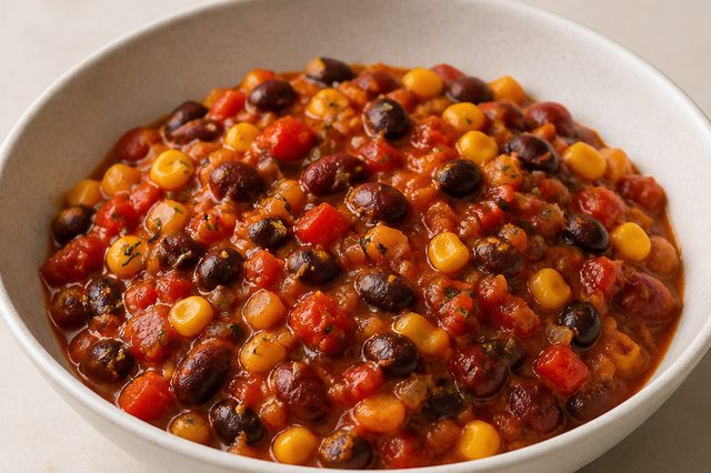 Chilli de feijões com milho