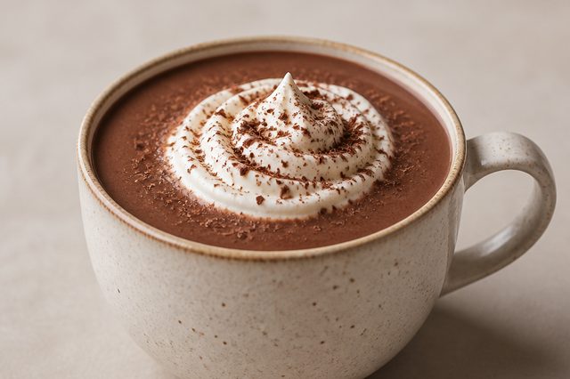 Chocolate quente intenso com creme fresco