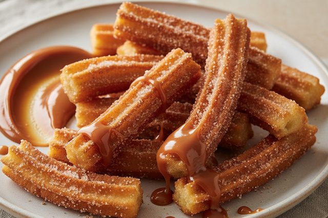 Churros caseiros com doce de leite