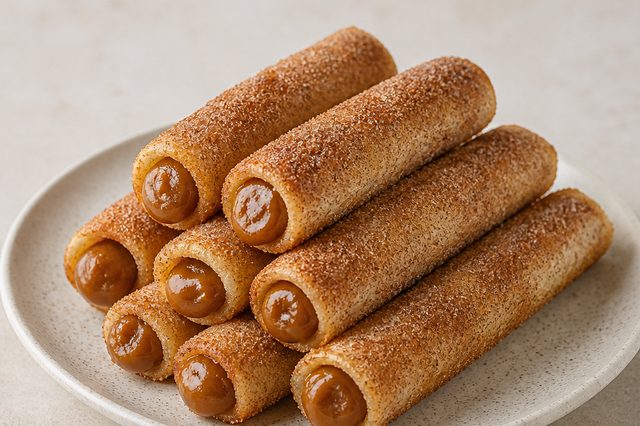 Churros de tortilha recheados com doce de leite