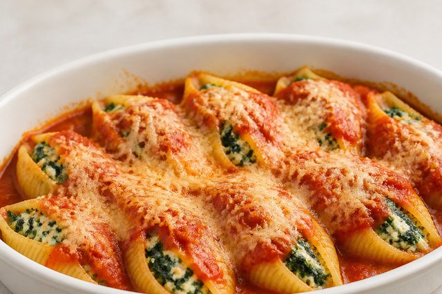 Conchiglione recheado com espinafre e ricota