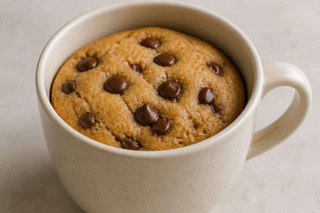 Cookie de caneca com mel e gotas de chocolate