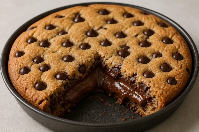 Cookie de frigideira com recheio de creme de avelã