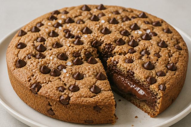 Cookie de frigideira recheado com creme de chocolate