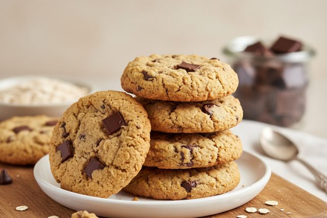 Cookies de farinha de aveia com chocolate