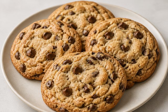 Cookies grandes com manteiga gelada e chocolate