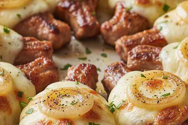 Costeletas Aceboladas com Queijo