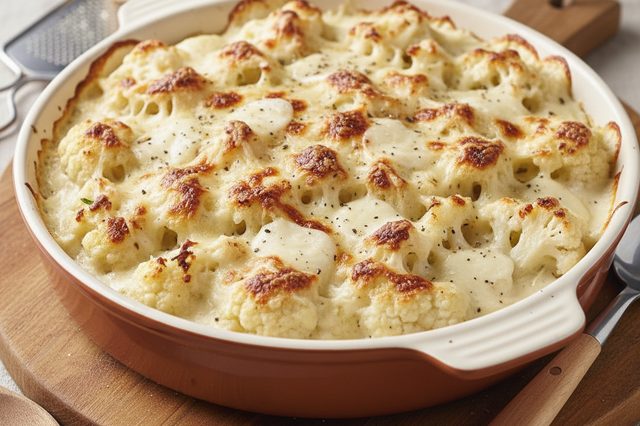 Couve-flor gratinada ao molho branco