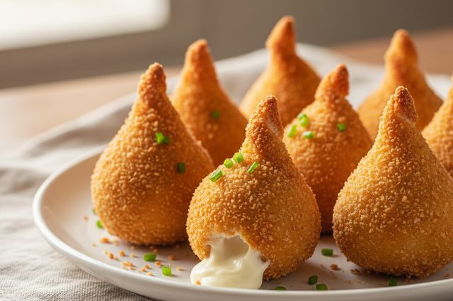 Coxinhas de frango com requeijão cremoso