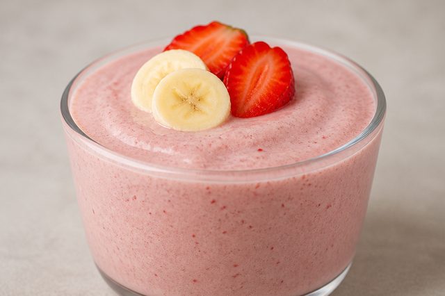 Creme gelado de inhame, morango e banana