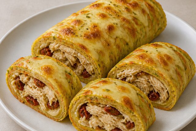 Crepioca assada de abobrinha e cenoura com frango