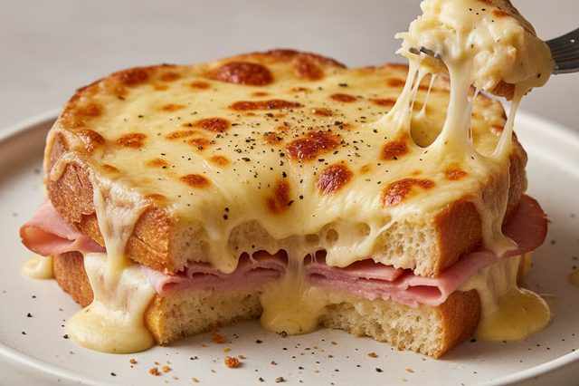 Croque monsieur com queijo meia-cura