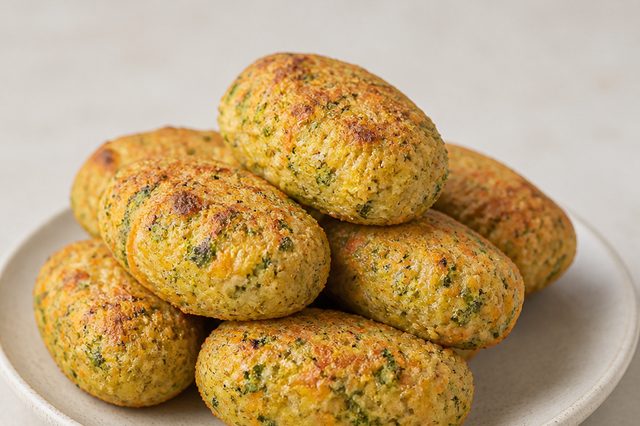 Croquetes assados de brócolis, cenoura e parmesão