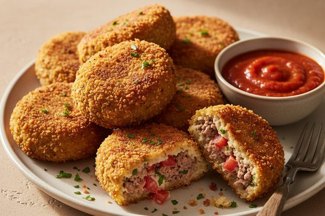 Croquetes de carne moída com panko