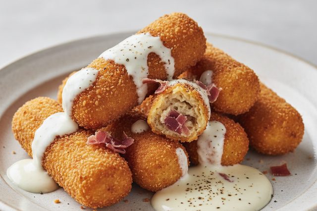 Croquetes de presunto cru com molho branco