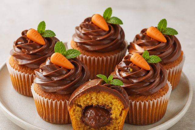 Cupcakes de cenoura recheados com brigadeiro