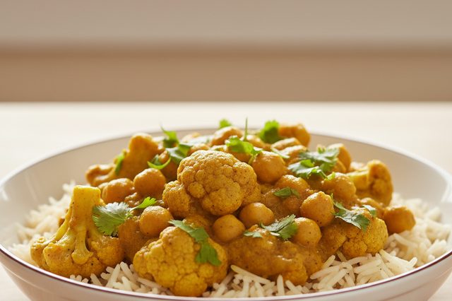 Curry de Couve-Flor com Grão-de-Bico