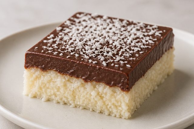 Doce de coco sem fogo com ganache meio amarga