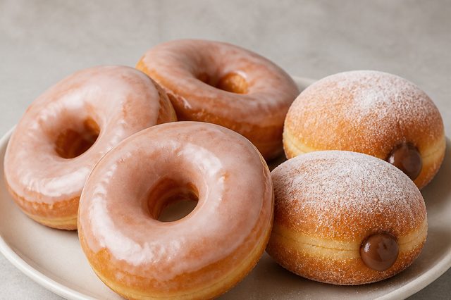 Donuts com glacê ou creme de avelã