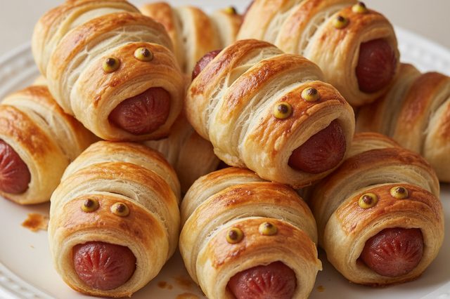 Enroladinhos folhados de linguiça