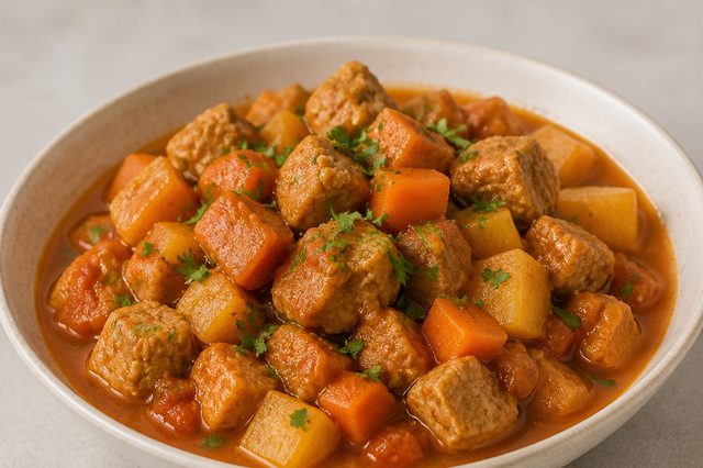 Ensopado de proteína de soja com legumes