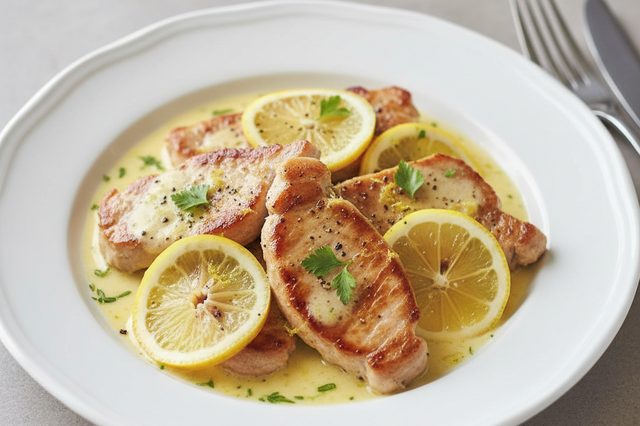 Escalopes suínos ao limão siciliano
