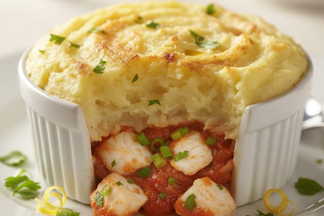 Escondidinho de tilápia com purê de batata