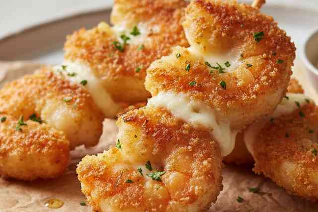 Espetinho de Camarão e Queijo